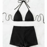 HIGH WAIST BIKINI SET SLIMMING SOLID COLOR SWIMSUIT_CWMW0155