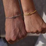 Brass Love Knot Snake Bone Bracelet_Cwaje4941