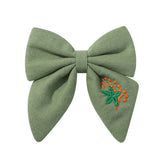 CHILDRENS EMBROIDERED FLORAL BOW HAIRPIN_CWAHA2352