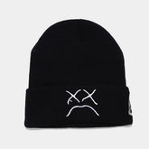 CRYING FACE EMBROIDERED KNITTED HAT_CWAH1583