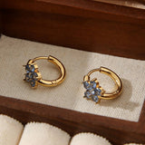 STAINLESS STEEL FLOWER EARRINGS WITH ZIRCON_CWMM3609