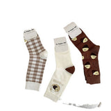Women Brown Casual Plaid Socks_Cwms0958