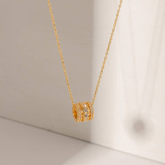 Versatile 18K Round Zirconia Necklace_Cwaha0905