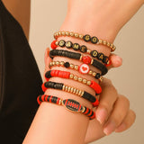 FOOTBALL HANDMADE SOFT CLAY LETTER BRACELET SET_CWMM3534