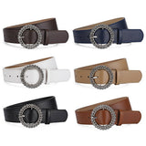 ROUND BUTTON CRYSTAL INLAID SOLID COLOR BELT _CWASC0575