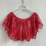 BEADED SEQUIN CAPELET VINTAGE EVENING WRAP_CWMM8957