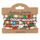 Cwmm10448_Christmas Charm Beaded Bracelet Snowman Tree Gift