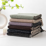 SOFT PLAID SCARF VINTAGE TASSEL WOMENS WRAP_CWASC1001