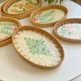 RATTAN OVAL FRUIT TEA SHELL TRAY STORAGE BASKET_CWMM4497