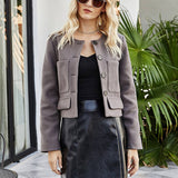 Woolen Long-Sleeved Single-Breasted Solid Coat