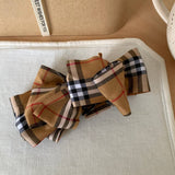 Plaid Bow Banana Hairclip Retro Ponytail Barrette_Cwaha07794