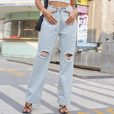 Vintage Casual Ripped Wash Denim Pants