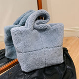 FLUFFY LAMB FUR TOTE BAG LARGE SHOULDER PURSE_CUAB00532