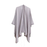 FASHION SOLID COLOR WARM SPLIT SHAWL CLOAK_CWASC0285