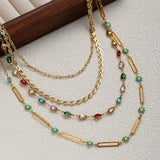NATURAL STONE HAND BEADED CLAVICLE NECKLACE_CWMM3578