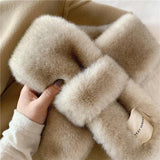 FAUX FUR SCARF KNIT WINTER NECK WRAP FOR WOMEN_CWASC1244