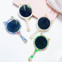 ACETATE CAT SHAPED PORTABLE MAKEUP MIRROR_CWMM6394