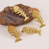 18K STAINLESS STEEL FISHBONE EARRINGS OCEAN STYLE_CWMM8892