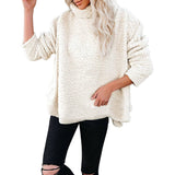 Woolen Solid Color Pullover Short Hoodie Woman
