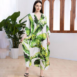 BANANA LEAF CROCHET FRONT BEACH COVER UP ROBE_CWMM6207