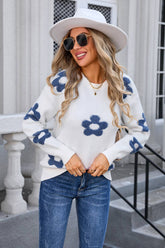 Womens Floral Personality Plus-Size Sweater