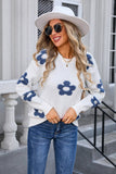 Womens Floral Personality Plus-Size Sweater