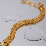 18K GOLD VACUUM PLATED BAR BRACELET NO FADE_CWAJE4709