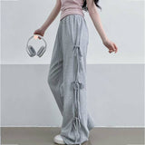 Stylish Lace-Up High-Waisted Baggy Wide-Leg Pants