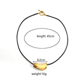 FASHION 18K STEEL LEATHER CORD NECKLACE_CWMM8850