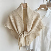 KNIT TRIANGLE SHAWL WRAP FOR SUMMER AIR ROOMS_CWASC0845