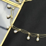 Womens Lace Tassel Natural Pearl Necklace