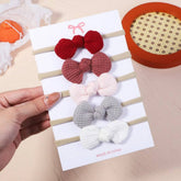 Waffle Bow Baby Headband Set Solid Colors