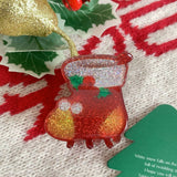 Cwaha07717_Christmas Santa Snowflake Hair Claw Clip Red