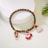 CHRISTMAS CANE PENDANT RICE BEAD BRACELET_CWAJE2383