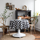ROUND COTTON AND LINEN PLAID TABLECLOTH_CWMM0974