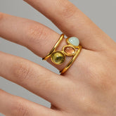 Vintage Adjustable Tricolor Stone Ring