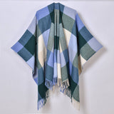 PLAID CAPE COLORBLOCK WINTER SHAWL FOR TRAVEL_CWASC0960
