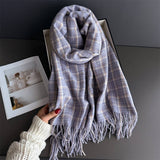 Vintage Plaid Winter Cashmere Feel Tassel Scarf_Cwasc03259