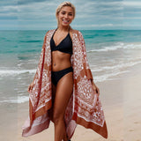 Vacation Floral Kimono Beach Coverup Bikinicardigan_Cwmm6297