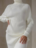 Thickened Striped Solid-Color Knitted Dress