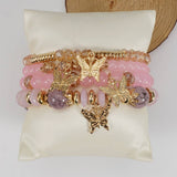 Cwmm10456_Boho Leaf Charm Multi Layer Beaded Bracelet