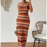 Stylish Striped Sleeveless Square Neck Dress