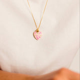 18K GOLD LOCKET NECKLACE ENAMEL HEART DESIGN_CWMM6953