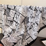 Vintage Stamp Herringbone Linen Feel Scarf_Cwasc03304