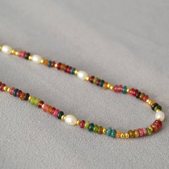 Vintage Colored Freshwater Pearl Beaded Necklace