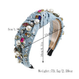 KNOTTED DENIM HEADBAND WITH COLORFUL RHINESTONES_CWAHA2292