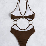 SOLID COLOR SEXY BACKLESS HOLLOW STRIPED SWIMSUIT_CWMW0300