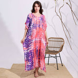 Tie-Dye Cotton Blend Beach Cover-Up Robe_Cwmm6142
