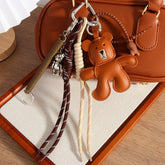 MOVABLE BROWN BEAR KEYCHAIN FAUX LEATHER ALLOY_CWMM7548