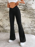V-Waist Slimming Micro-Trumpet Slim-Fit Pants